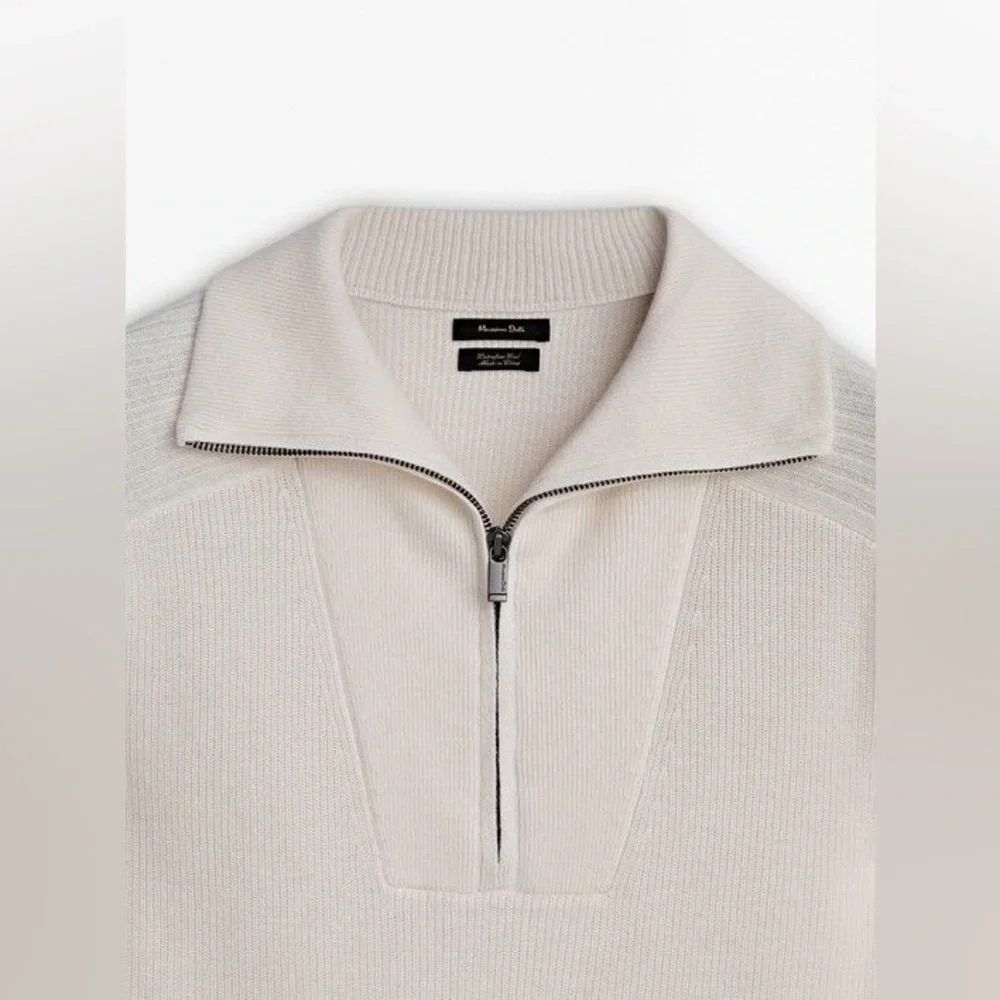 NWT Massimo Dutti Cream Cotton/Viscose Blend Knit Sweater. Size XL.